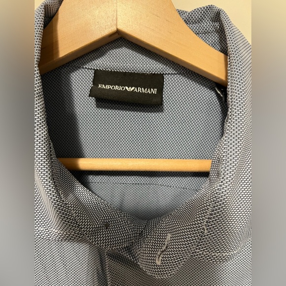 Emporio Armani Light Blue Oval Silk Smooth Dress Shirt - Picture 2 of 2